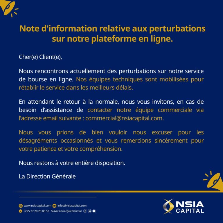 Perturbations techniques sur notre plateforme en ligne.